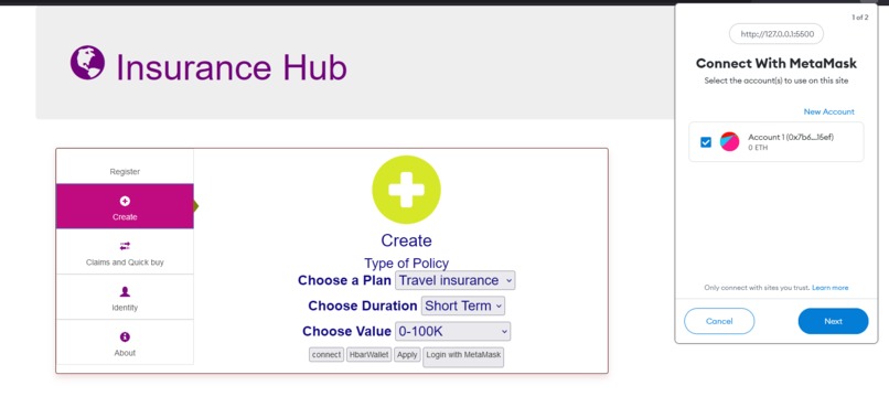 Hedera blockchain-based insurance claiming – screenshot 3