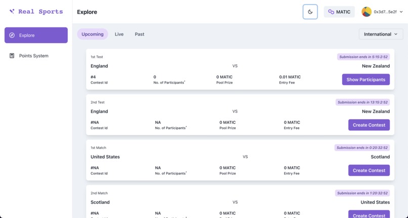 Real Sports Dapp – screenshot 1