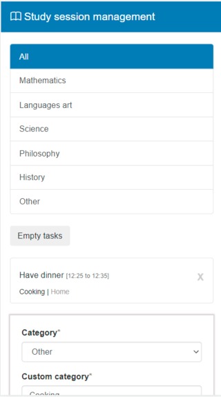 Study session management  – screenshot 1