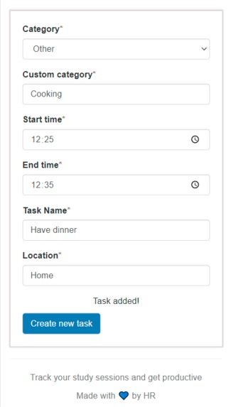 Study session management  – screenshot 2