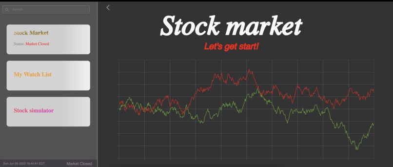 Stock application – screenshot 1