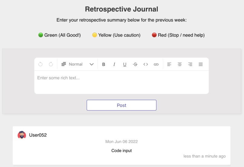 Retrospective Journal – screenshot 1