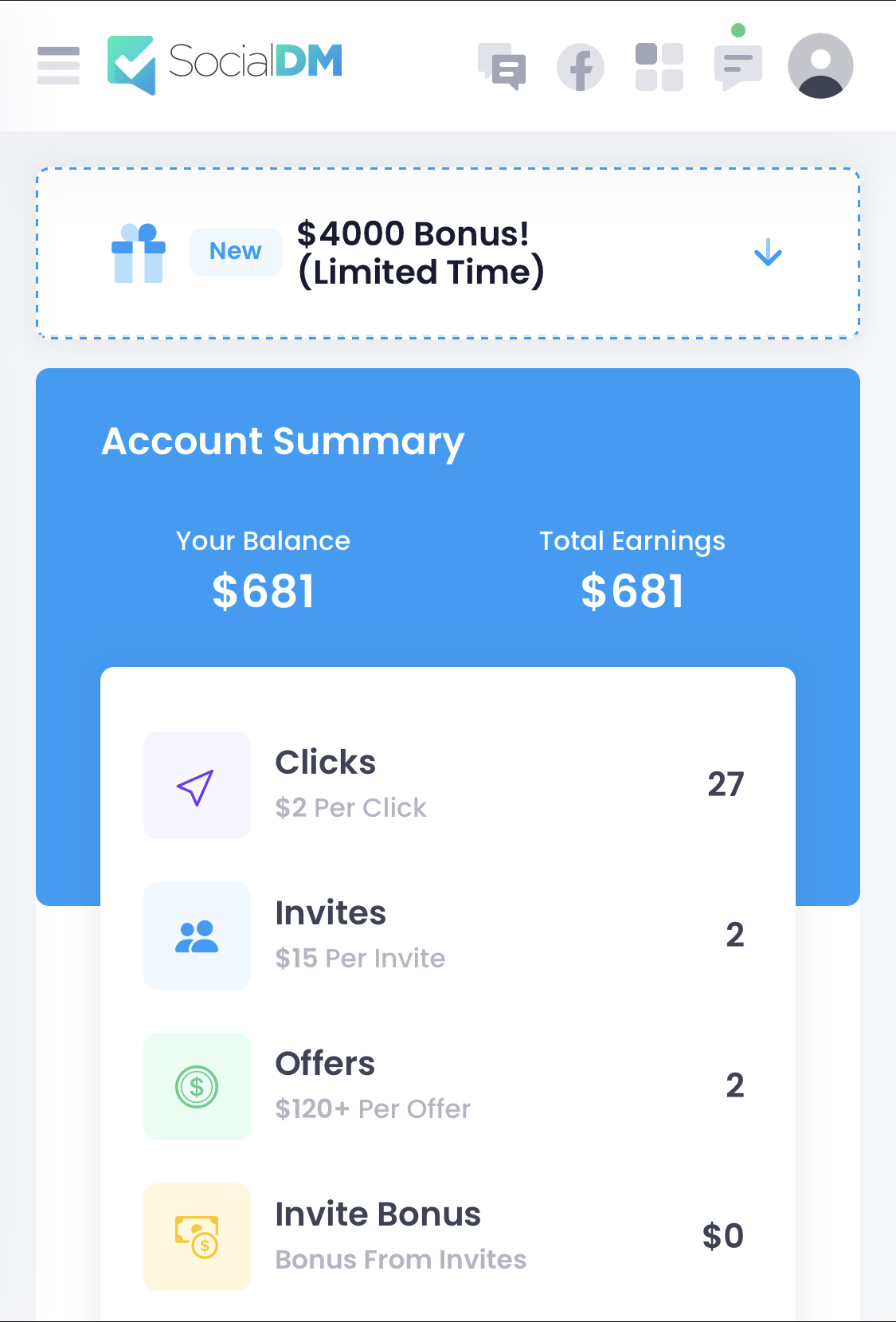 Earn by using social media Devpost