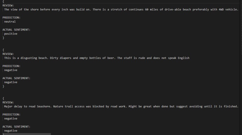 Sentimental analysis from reviews of USA beaches – screenshot 1