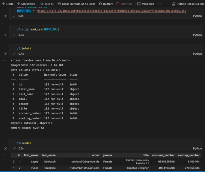 FreeSheet: Onboard your csv data between Cortx and IPFS – screenshot 6