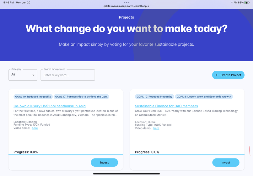 Sustainations DAO – screenshot 5