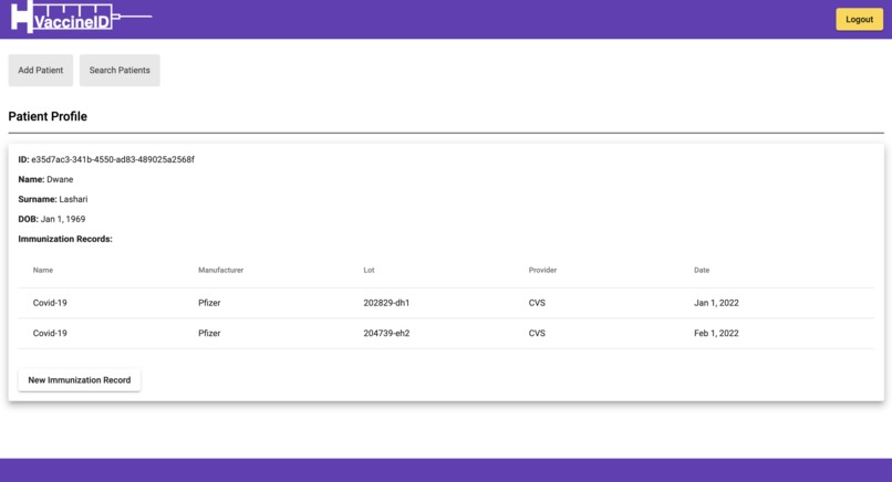 VaccineID – screenshot 2