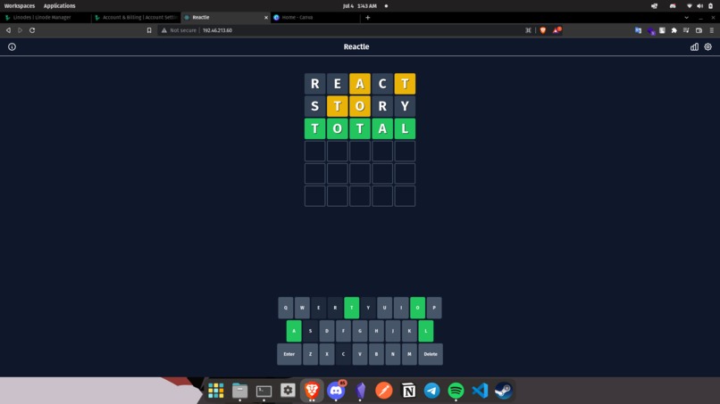 React Wordle – screenshot 1