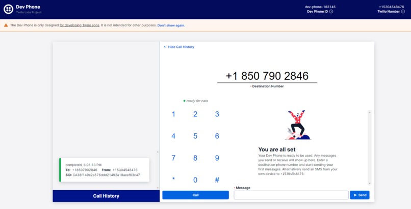 Twilio Day 2 Challenge – screenshot 1
