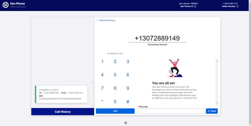 Twilio Day 3 Challenge – screenshot 1