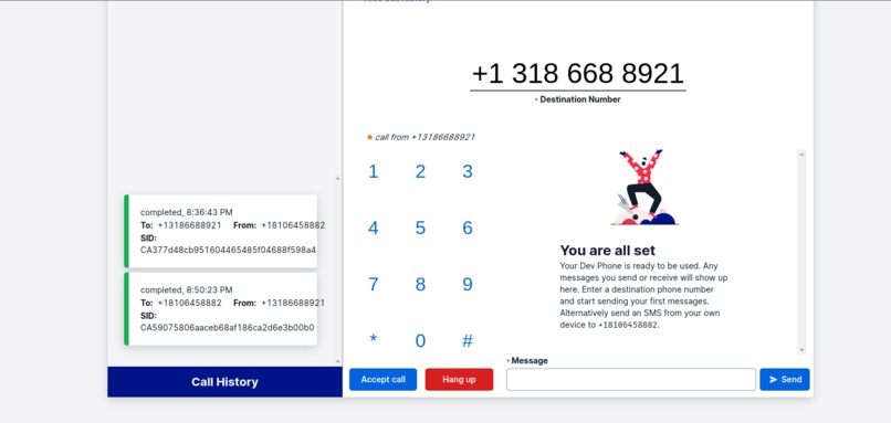 Getting started with Twilio Day 3 – screenshot 1