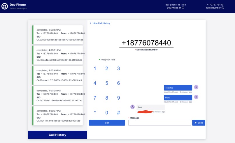 Twilio Day 3 Challenge – screenshot 1