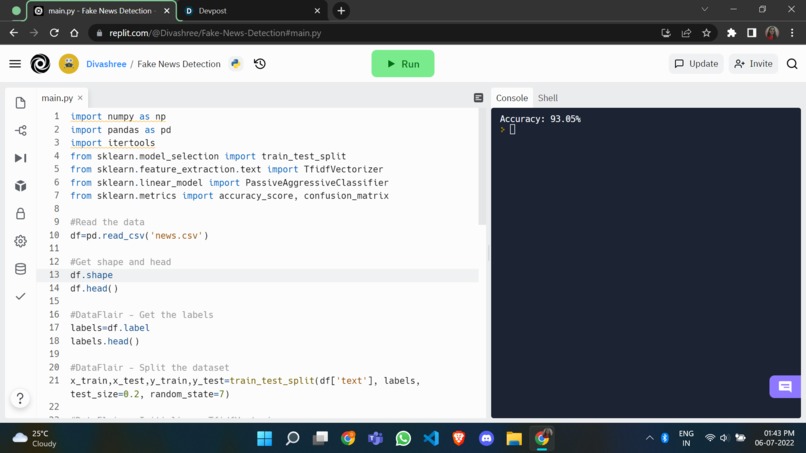 Fake News Detection – screenshot 1