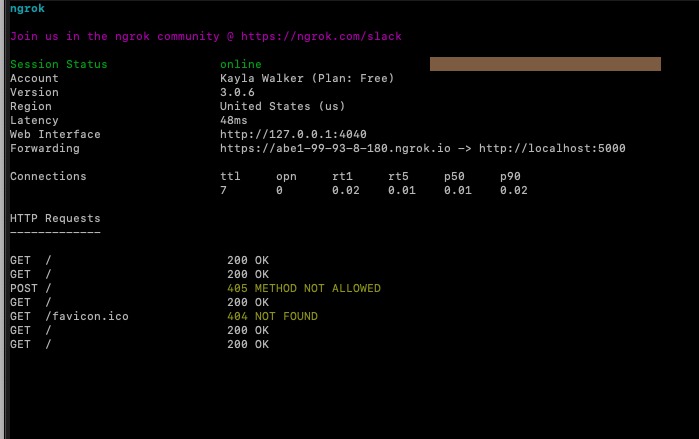 Learning about webhooks with Twilio – screenshot 1