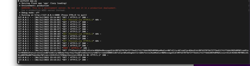 Learning about webhooks with Twilio – screenshot 2