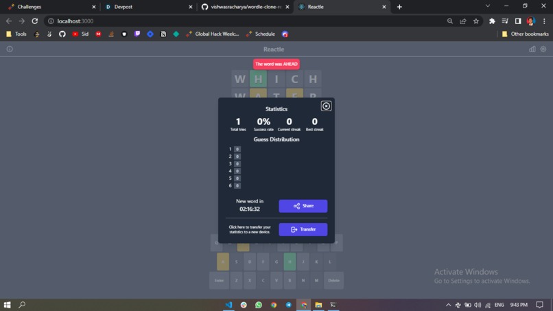 React Wordle Clone – screenshot 1