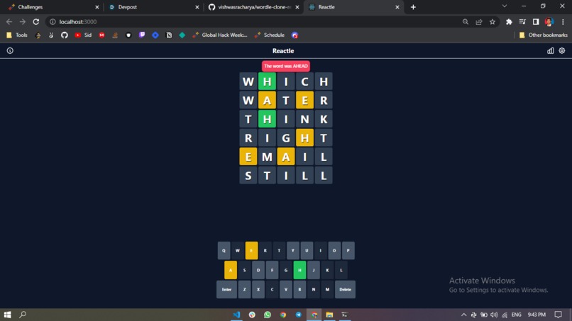 React Wordle Clone – screenshot 2
