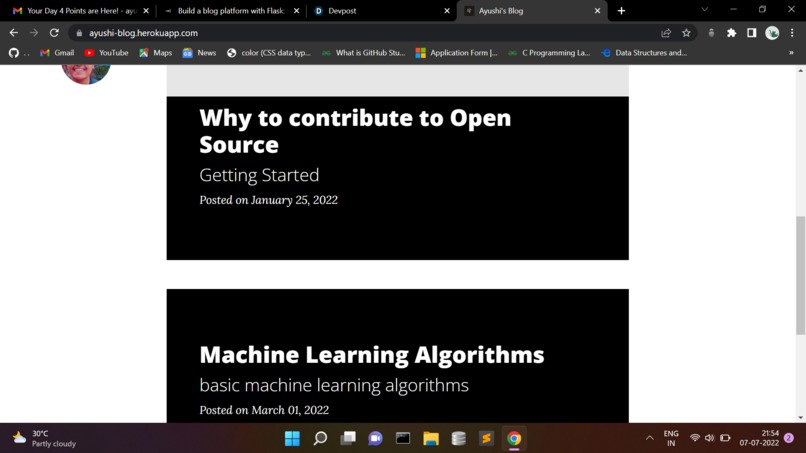 BLOG Website – screenshot 1