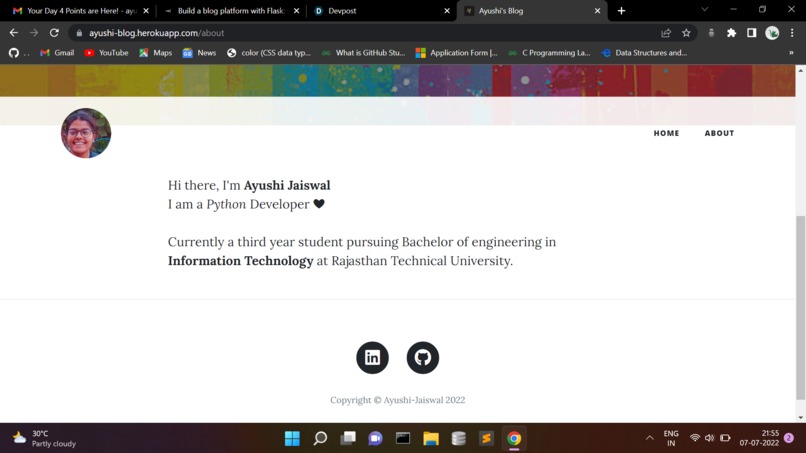 BLOG Website – screenshot 2
