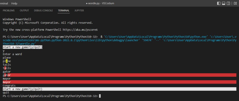 Wordle in your Terminal – screenshot 1