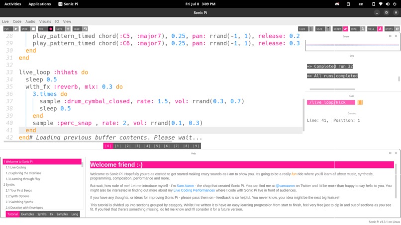 Creating music using sonic py – screenshot 1