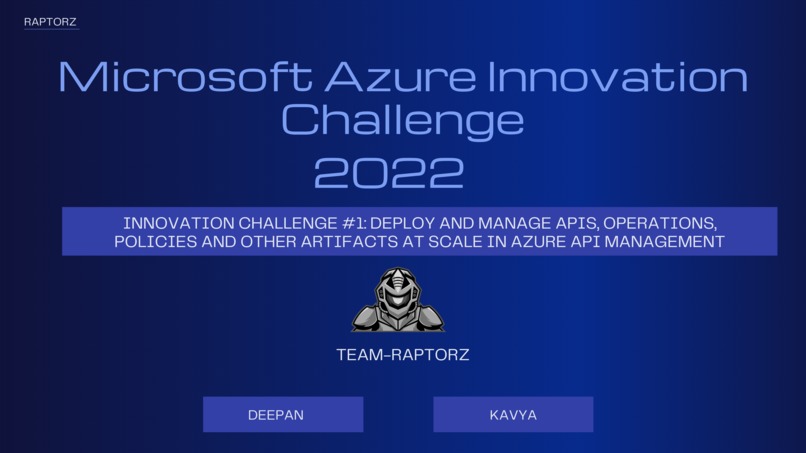 Raptorz API Management service – screenshot 1