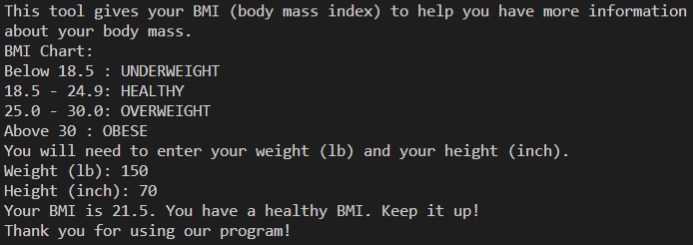 Body Mass Index Calculator – screenshot 1