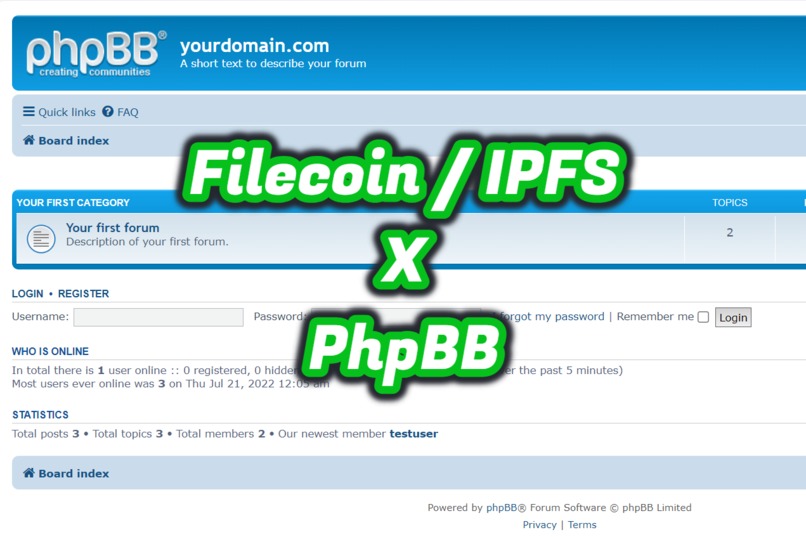 Filecoin/IPFS X PhpBB  – screenshot 1