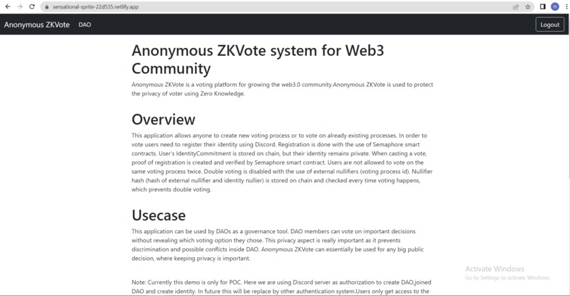 Anonymous ZKVote – screenshot 1
