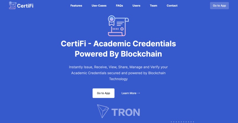 CertiFi - Academic Credentials Powered by Blockchain – screenshot 1