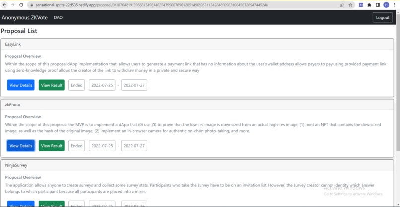 Anonymous ZKVote – screenshot 5