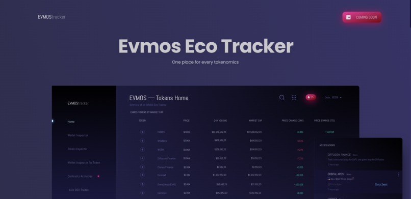 https://www.evmostracker.ai/ – screenshot 1