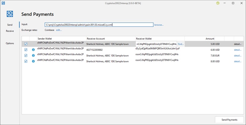 CryptoIso20022 Interop – screenshot 1