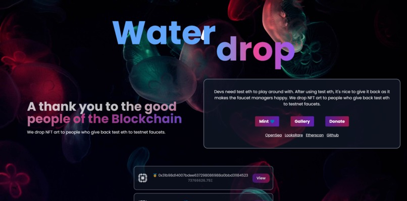 Waterdrop (faucetdonors.xyz/) – screenshot 1