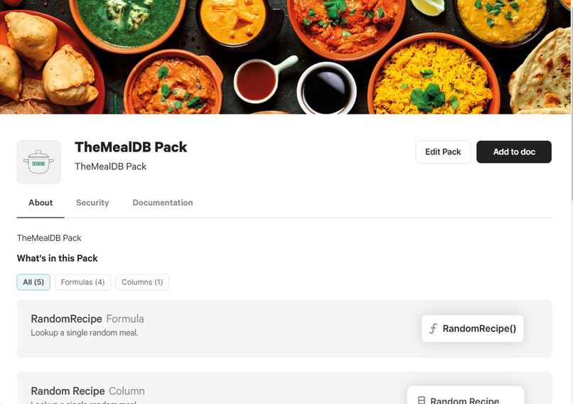 TheMealDB Coda Pack – screenshot 1