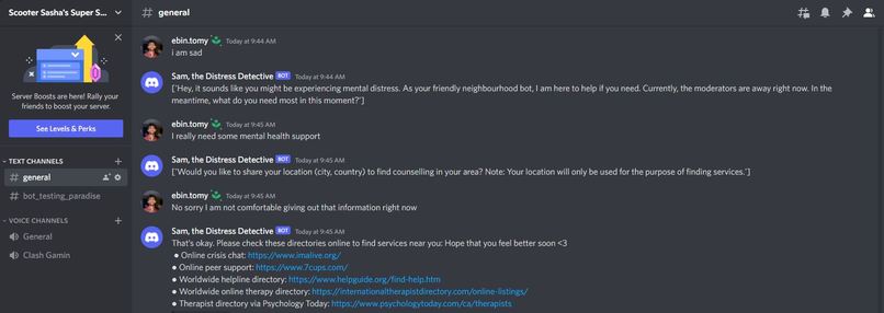 Sam, the Mental Distress Detector – screenshot 1