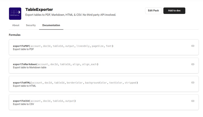 TableExporter Pack – screenshot 1