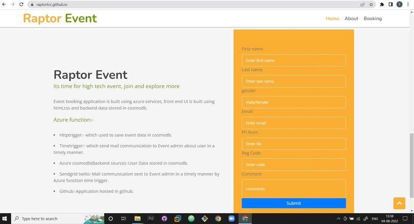 Raptor Event Registration Android -webview application – screenshot 2