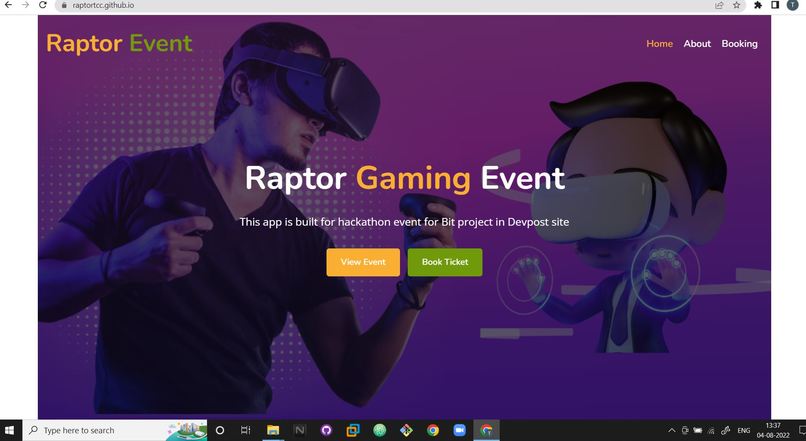 Raptor Event Registration Android -webview application – screenshot 1