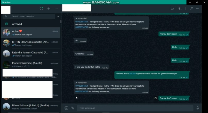 Whatsapp Chatter Bot – screenshot 2