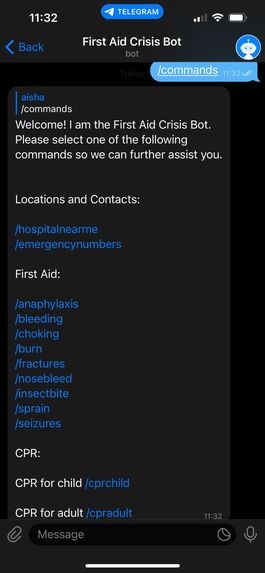 First Aid Crisis Bot – screenshot 1