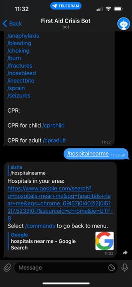 First Aid Crisis Bot – screenshot 2