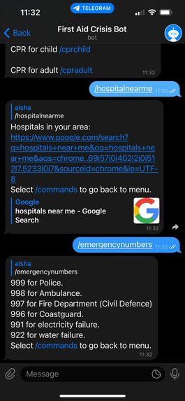 First Aid Crisis Bot – screenshot 3