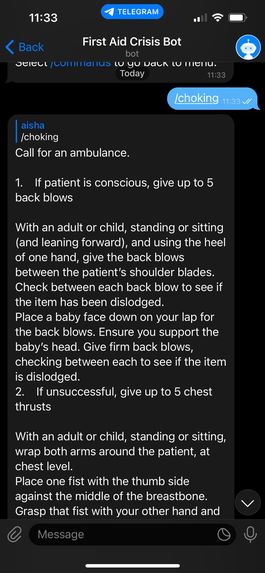 First Aid Crisis Bot – screenshot 4