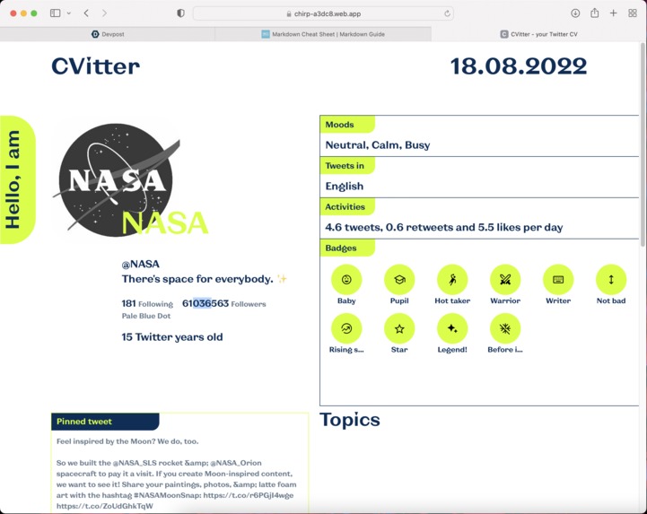 CVitter - Twitter CV – screenshot 1