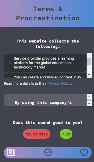 Terms and Procrastination – screenshot 1