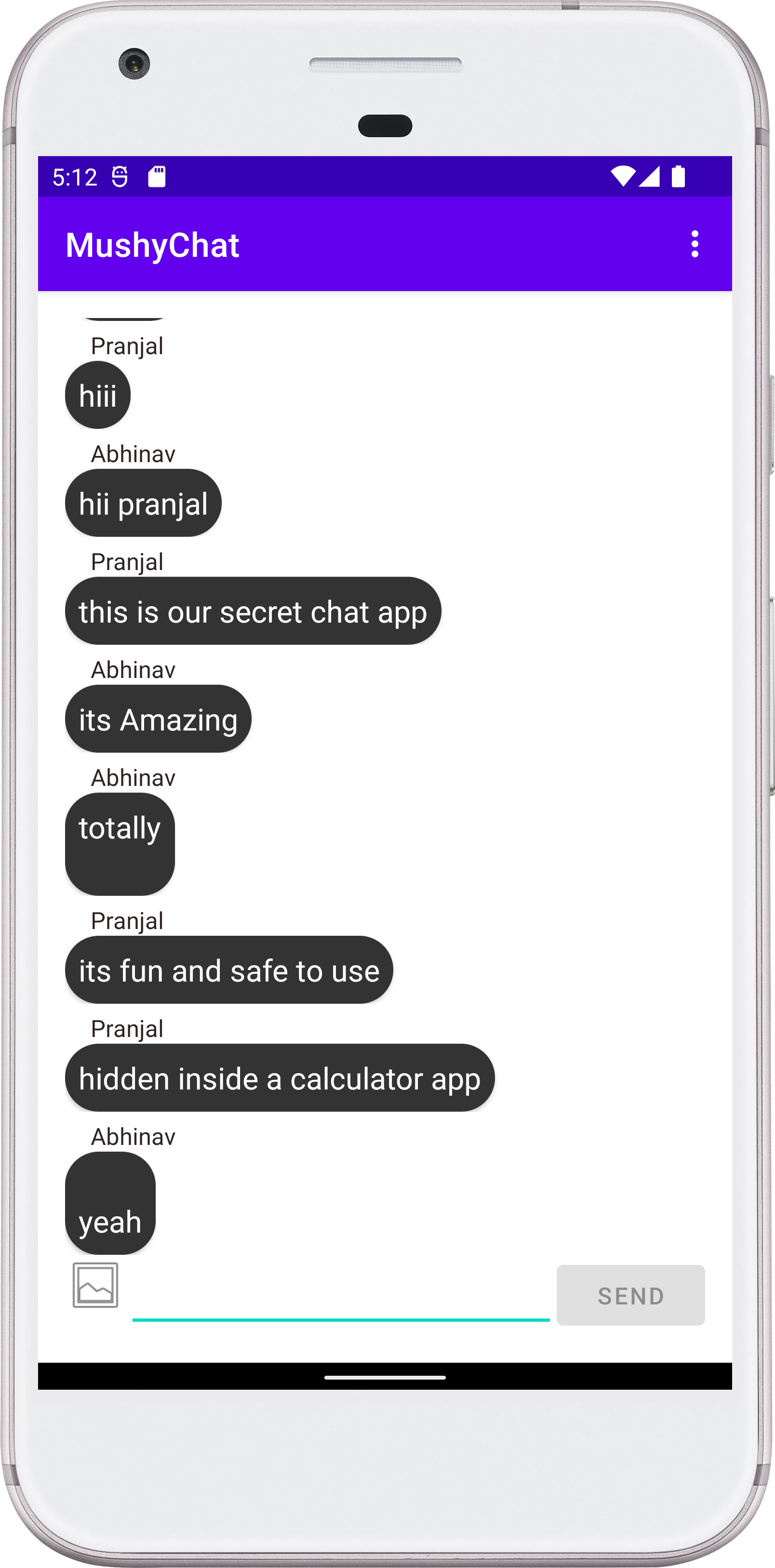 MushyChat - A sneak Chat application hidden in a calculator | Devpost