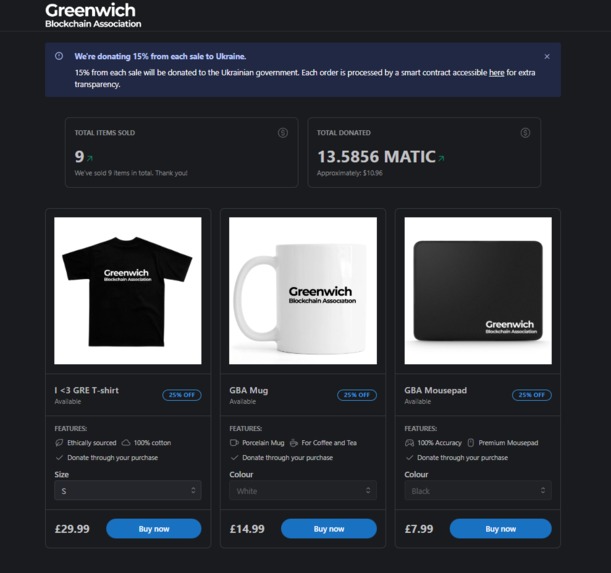 Greenwich Blockchain Association - transparent merch store. – screenshot 1
