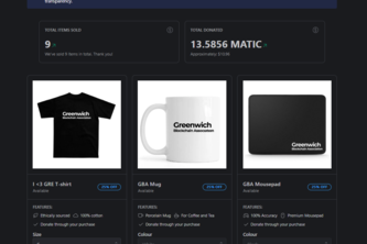Greenwich Blockchain Association - transparent merch store.