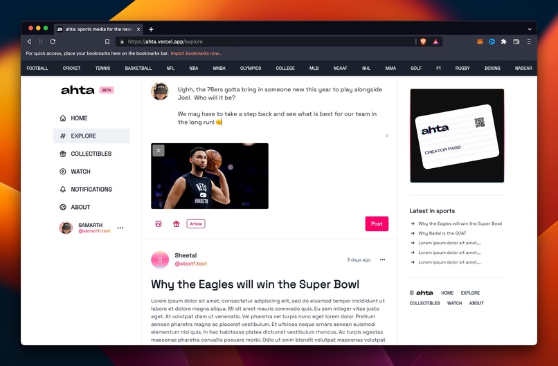 ahta: the future of sports media – screenshot 2
